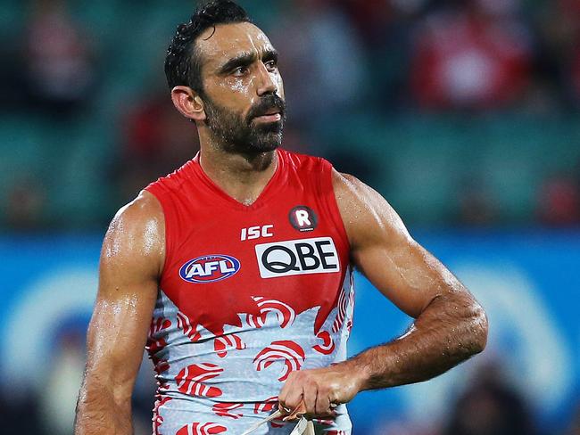 Sydney Swans' Adam Goodes during AFL Indigenous Round match v Carlton at the SCG - The same game he did his war dance goal celebration. Picture. Phil HillyardThe Final Quarter - The documentary on the final 3 years of the career of Adam Goodes of the Sydney Swans. Picture. Phil Hillyard