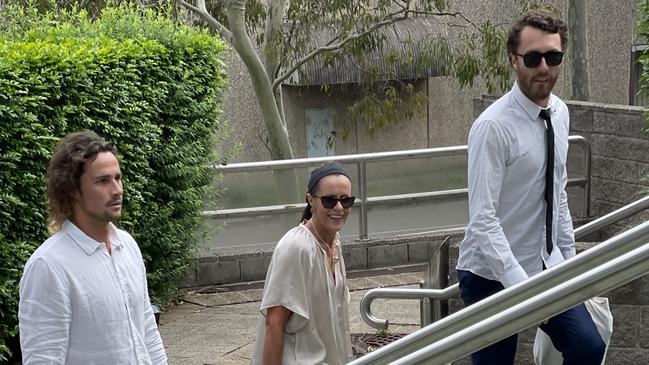 NRL star Nicho Hynes (left) his mum Julie Hynes (centre) who was found guilty of supplying heroin and her other sone Wade Hynes. Picture: NewsLocal