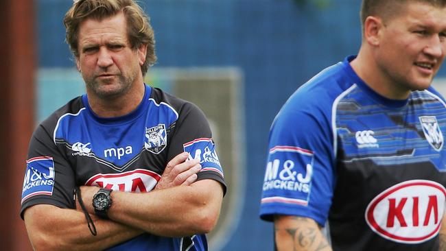 Sacked Bulldogs coach Des Hasler at a training session this year.