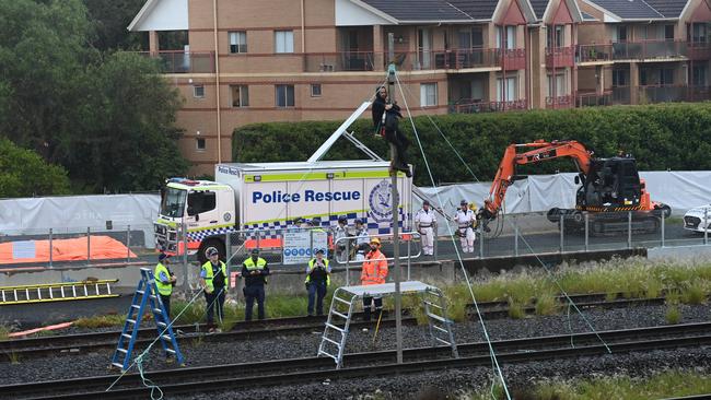 Police at the scene. Picture: Jeremy Piper