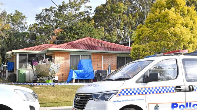 The scene of the alleged Bray Park murder yesterday. Picture, John Gass