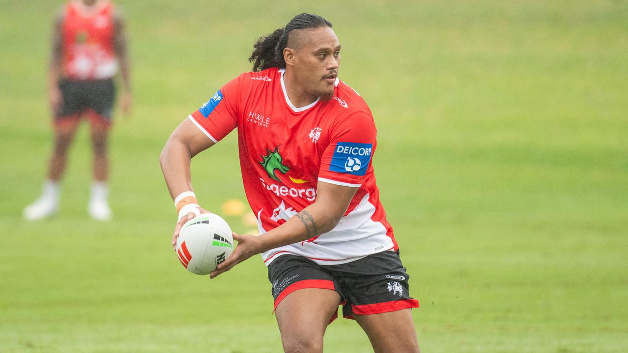 Luciano Leilua will on Sunday play his first game for the Dragons since reuniting with them earlier this month. Credit: Dragons media.