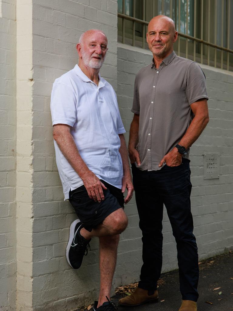 I Catch Killers podcast guest, Johnny Lewis, with Gary Jubelin, in Erskineville, today. Picture: Justin Lloyd