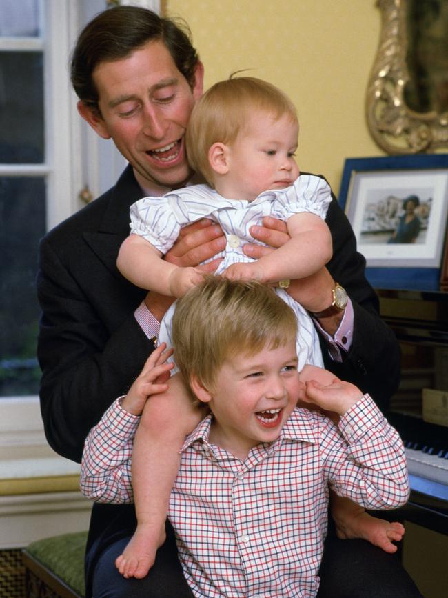 Prince Charles with his sons in 1985.