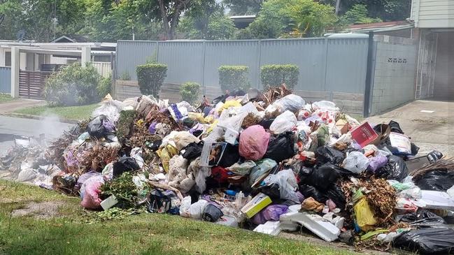 A pile of rubbish on fire in Southport. Picture: Doug Black