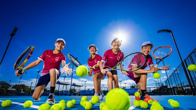 Queensland Under 11s Preston Shawcross and Ava Garner and Under 13s Tori Russell and Lucas Han. Picture: Nigel Hallett.