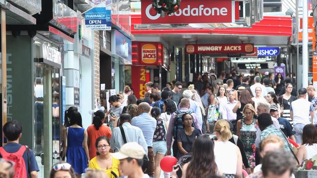 Shoppers in the Queen street mall, Brisbane. (Jono Searle)