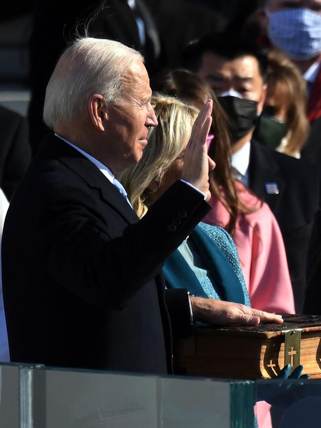 Joe Biden is sworn in as the 46th US President. Picture: AFP.