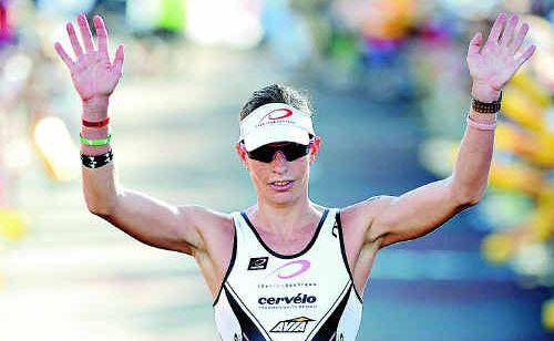 Caroline Steffen wins the Australian Ironman in Port Macquarie. Picture: Delly Carrsportshoot