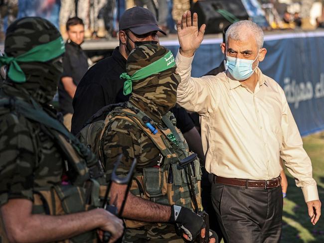 Yahya Sinwar, who put together the whole October 7 atrocity, was released from an Israeli jail in a prisoner-hostage swap. Picture: AFP