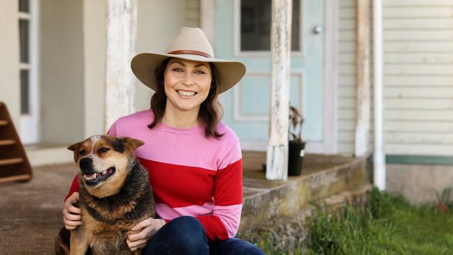 Stephanie Trethewey is on a mission to reduce isolation and improve mental health outcomes for rural mothers Australia-wide with her charity Motherland. Pictured at her farmhouse with her dog Lottie. Picture: Stephanie Dalton