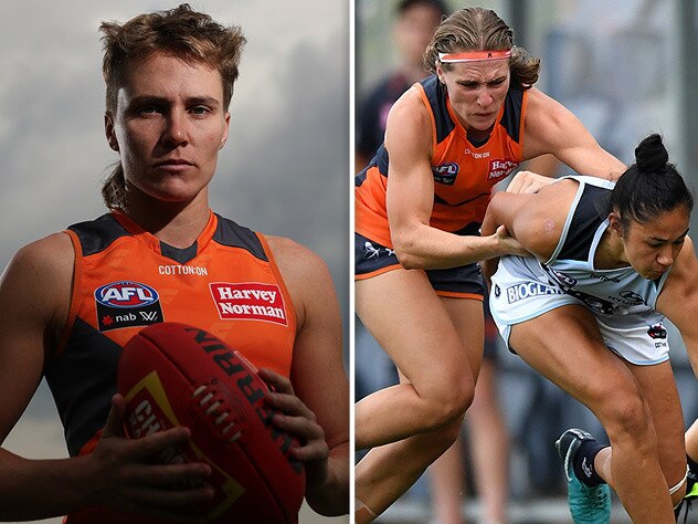 Pepa Randall of the GWS Giants AFLW team poses for a portrait at Giants headquarters, Homebush. Picture: Brett Costello