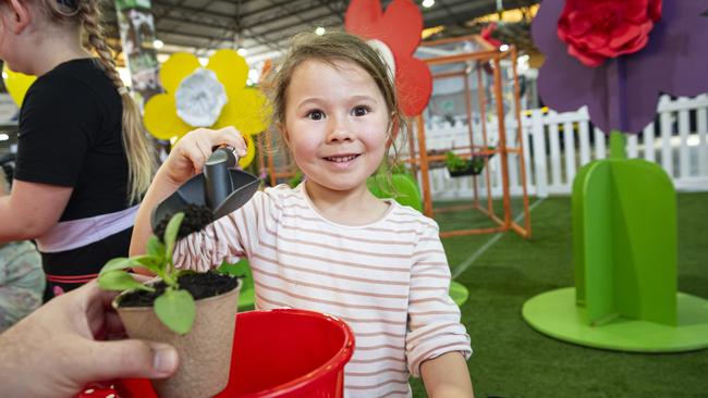 Emma Dyer at work in the Little Backyard Farmers area at the Toowoomba Royal Show, Thursday, April 18, 2024. Picture: Kevin Farmer