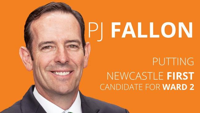 PJ Fallon on the Newcastle Independent ticket for Newcastle Council elections, 2021. Credit: Facebook