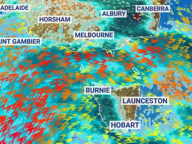 Three cold fronts in quick succession will bring heavy rain and winds to SE Australia. Picture: Sky News Weather