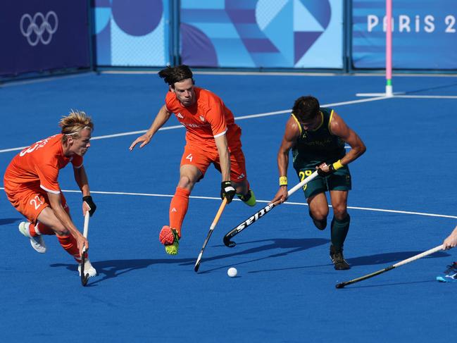 Australia couldn’t find any way through the Dutch defence. Picture: Ahmad Gharabli / AFP