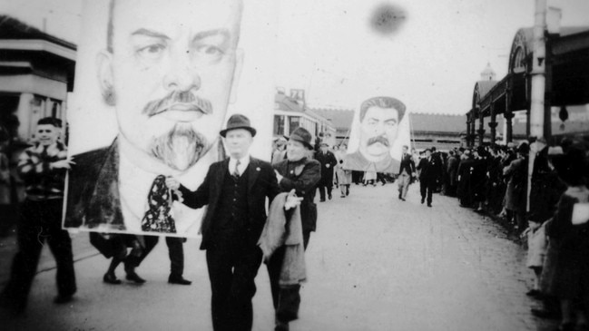 Communists march through Melbourne on May Day in 1942. Picture: State Library of Victoria