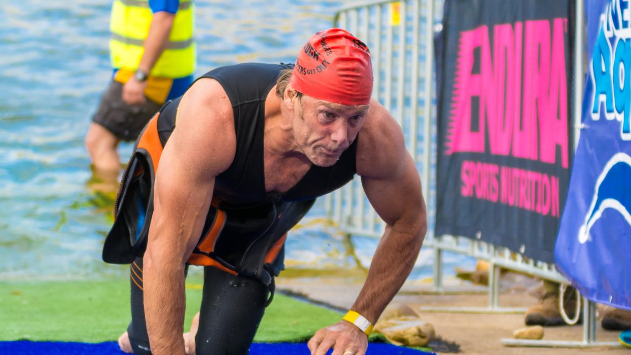 Maclean competing in a triathlon.