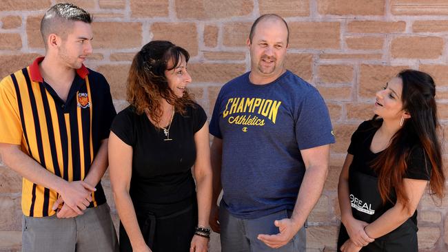 Whyalla Steel works possible closure. Tyler Callaghan 19 Student, Liz Attard from Expresso Cafe, Matt Kiosoglous former steel worker, Sukhrai Kaur Randhawa from Threading Hair and Beauty all of Whyalla. Picture Campbell Brodie.