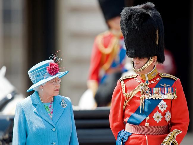 The Queen and Prince Philip inspect the troops outside Buckingham Palace following the Trooping the Colour to mark her official birthday in 2009. In April that year, Philip officially became Britain’s longest serving consort, overtaking the record previously held by Queen Charlotte, wife of King George III, of 57 years and 70 days. In a 1992 interview with The Independent, Philip admitted it was not the life he would have chosen. “It was not my ambition to be president of the Mint Advisory Committee. I didn’t want to be president of WWF. I was asked to do it,” he said. “I’d much rather have stayed in the Navy, frankly.” However, former Buckingham Palace press secretary Dickie Arbiter told News Corp Australia the Queen, herself, “made clear she couldn’t have done the job without his support and wise counsel”.