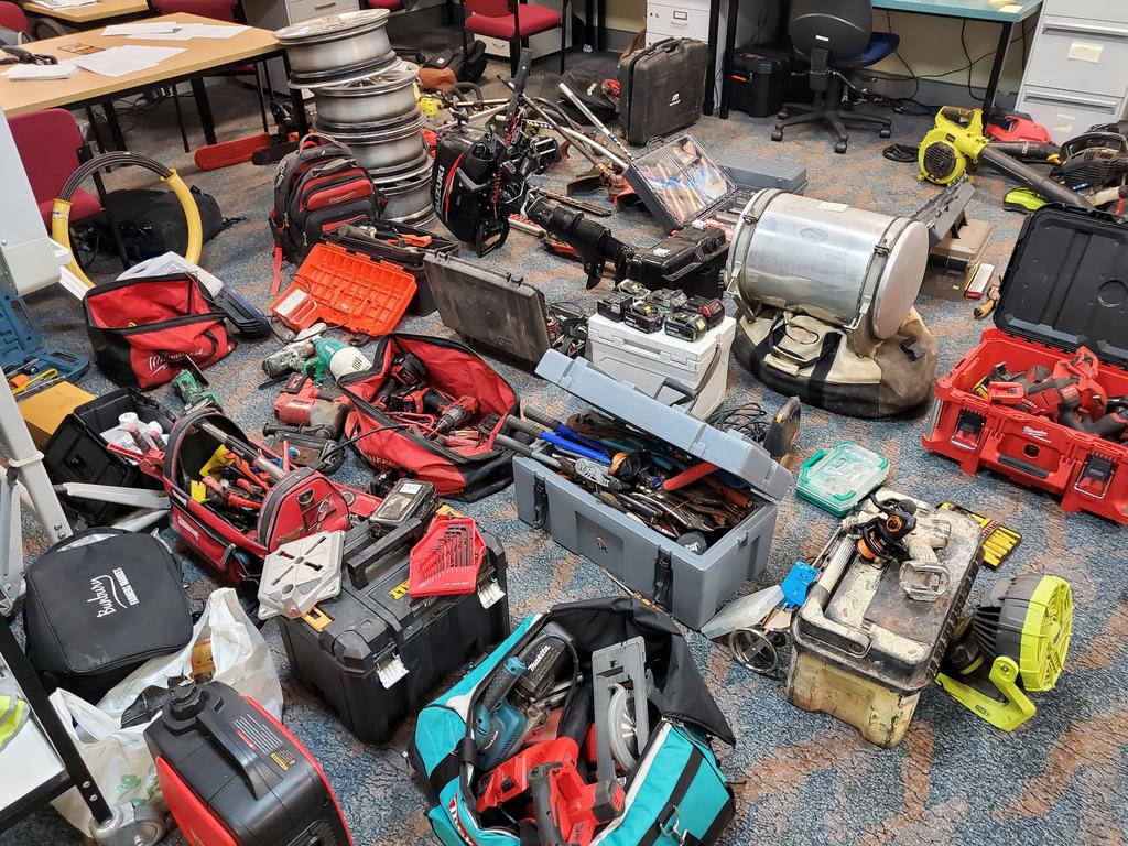 Police seized hundreds of stolen tools after raids on two Harristown properties and tradies who have had gear stolen are still being urged to contact the Toowoomba Police Station.