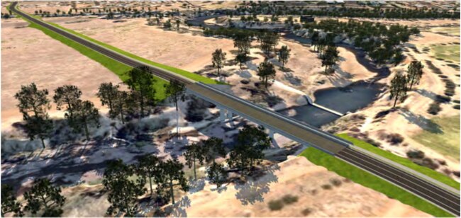 An artist's impression of bridge option #3: Whylandra Street/Dubbo Golf Club Intersection to Macquarie Street/Tamworth Street Intersection. Picture: Dubbo Regional Council