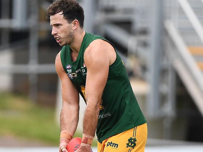 St Mary's goalkicker Jackson Paine lines up a major. Picture: Felicity Elliott