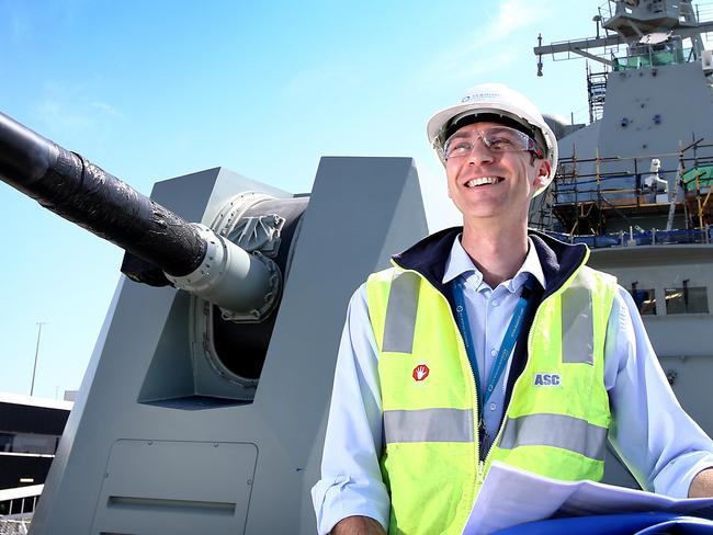 9/10/15 - Air Warfare Destroyer update tour - ship one project manager Schemko Bialek on the foredeck area - pic Mike Burton