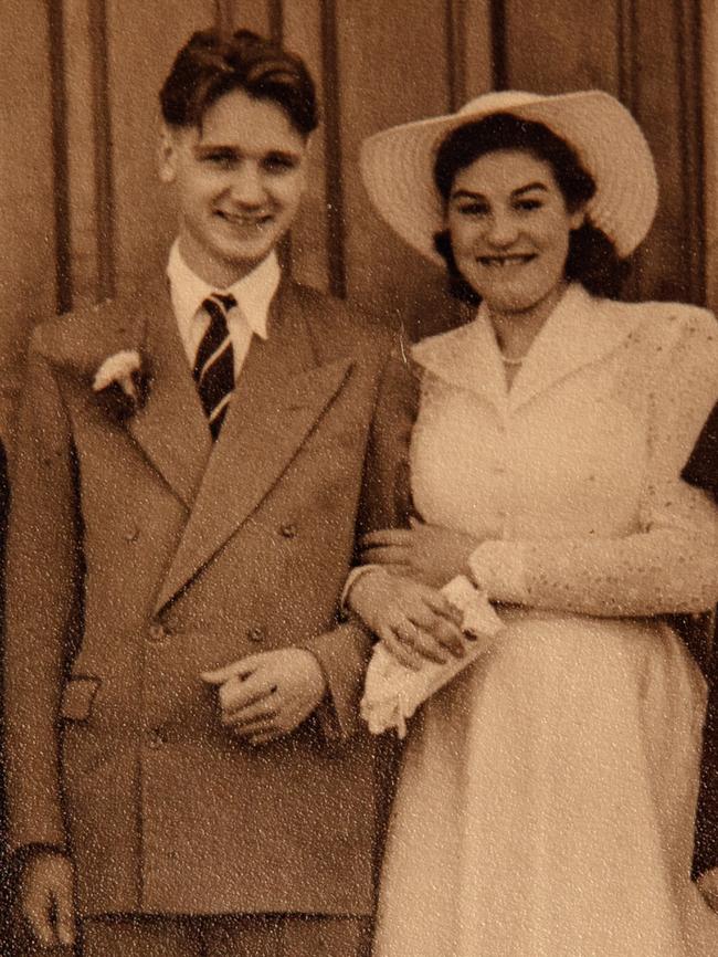 Domestic violence crusader Helen Oxenham on her wedding day to “kind, gentle” husband. Picture: Supplied