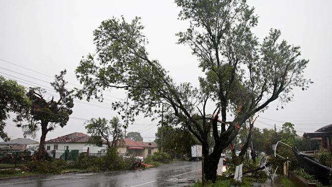 Damaged homes on Priam St, Chester Hill. Picture: Adam Yip