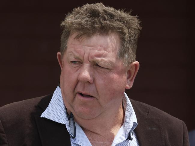 NEWCASTLE, AUSTRALIA - NOVEMBER 13: Trainer Brett Cavanough looks on during Sydney Racing at Newcastle Racecourse on November 13, 2021 in Newcastle, Australia. (Photo by Mark Evans/Getty Images)