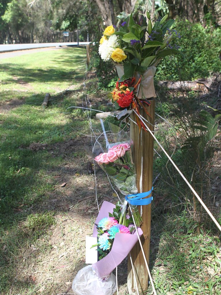 Floral tributes at the scene. Picture: Richard Gosling.