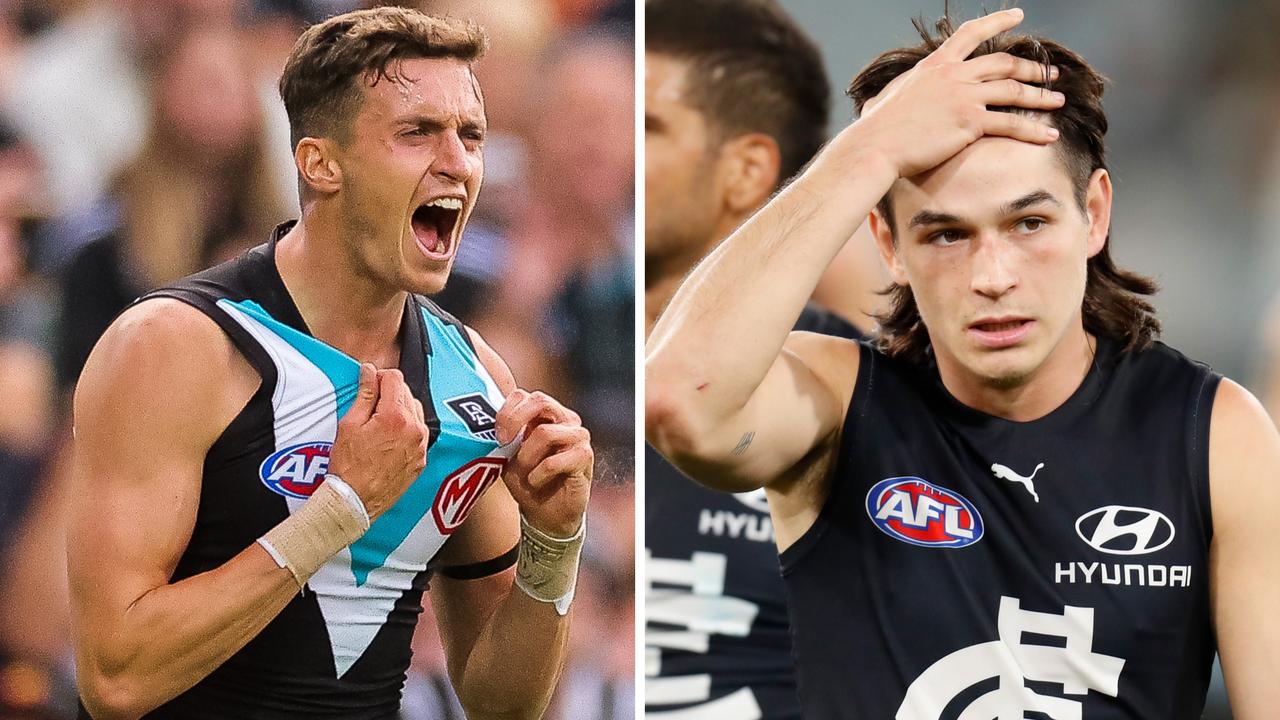 Port Adelaide is soaring, but Carlton is falling.