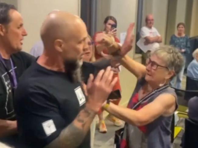 Matt Trihey, a figure in Melbourne’s far-right white supremesist  scene has been punched in the face by a woman at a political meeting in an inner-suburb library. In the tightly contested seat of Kooyong in Melbourne’s southeast on Wednesday night, a volunteer group which advocates for the ABC held candidates forum at the Kew Library. Matt Trihey wandered into the library with a cameraman in tow, and began yelling about immigration and crime. “How dare you do this,” a member of the audience shouted. “How dare they do this to our country,” Mr Trihey replied. After two minutes of yelling, which the audience returned, a woman who appears to be in her 60s or 70s walked up and punched Mr Trihey in the face; Mr Trihey smiled, began slowly walking backward toward the exit, but continued shouting about “not being represented by this so-called liberal democracy”.
