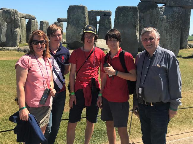 John Marsden with wife Kris and three of their six sons - Charlie, Harry and Alex. Picture: Supplied