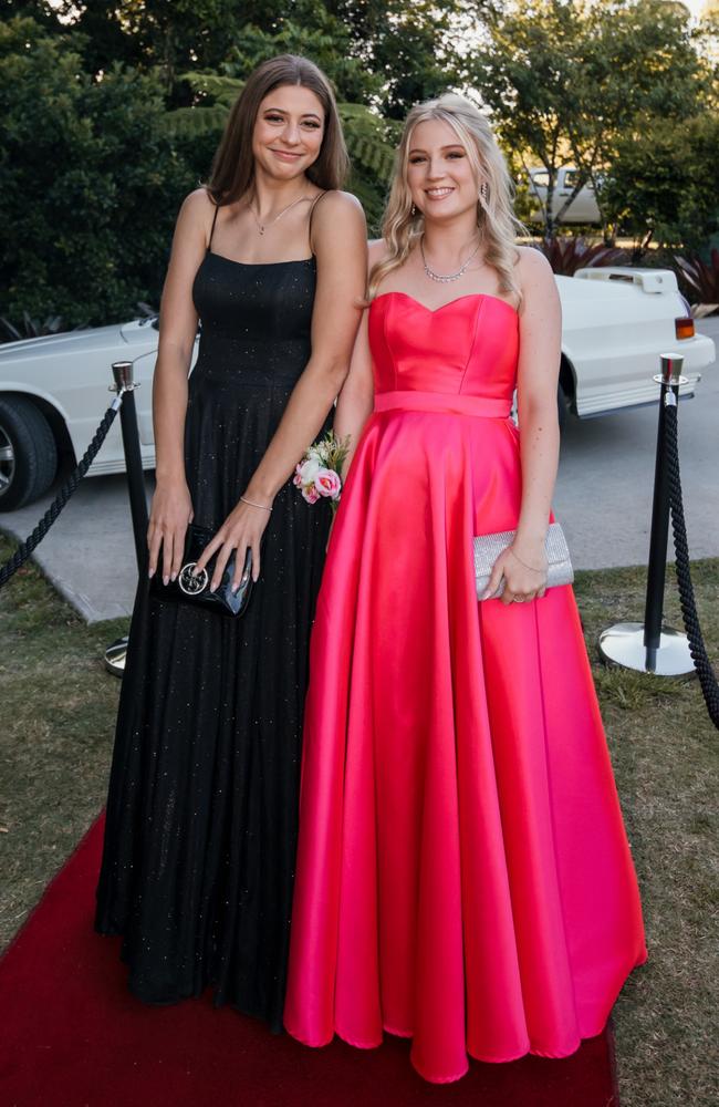 Catherine and Amy at the Glasshouse Christian College formal. Picture: Jordan Bull of JBull Photography