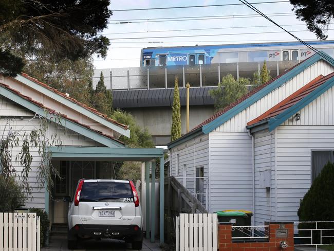 A new 3.2km stretch of elevated rail opened for passengers in June between Caulfield and Hughesdale. Picture: David Caird