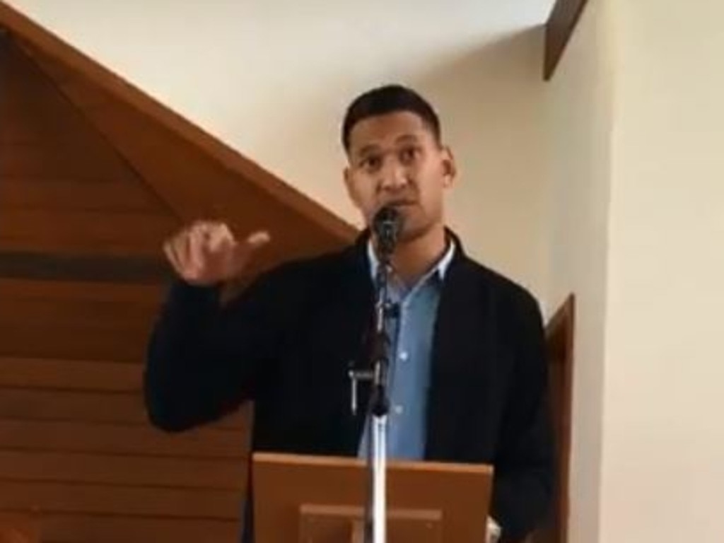 Video of Folau preaching has gone viral.