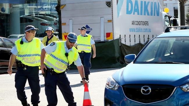 Scene of a fatal accident at Brookvale on Friday morning. Picture: Troy Snook