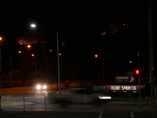 A bushfire that is burning in the Townsville suburb of Julago on Sunday. Picture: Blair Jackson