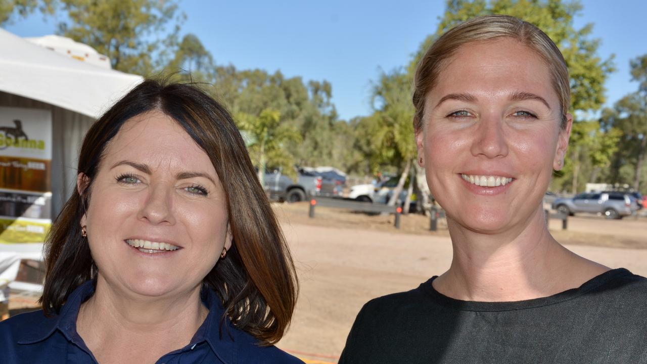 Isaac councillors Gina Lacey and Kelly Vea Vea at the Lunch with Matt Golinski at the 2021 St Lawrence Wetlands Weekend. Picture: Rae Wilson