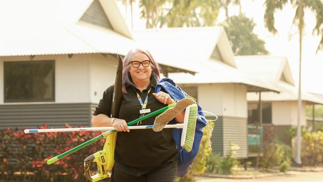 Darwin FreeSpirit Resort front office manager Jayne Goodes is busy preparing for a flood of guests after the phones were ringing off the hook with inquiries from interstate travellerson Friday. Picture: Glenn Campbell
