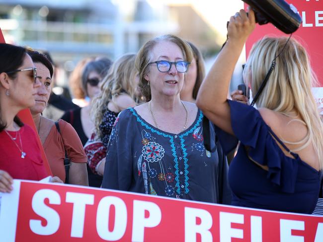 Tess Knight joins the rally against the release of Michael Guider, sentenced over her daughter Samantha’s manslaughter. Picture: Sam Ruttyn