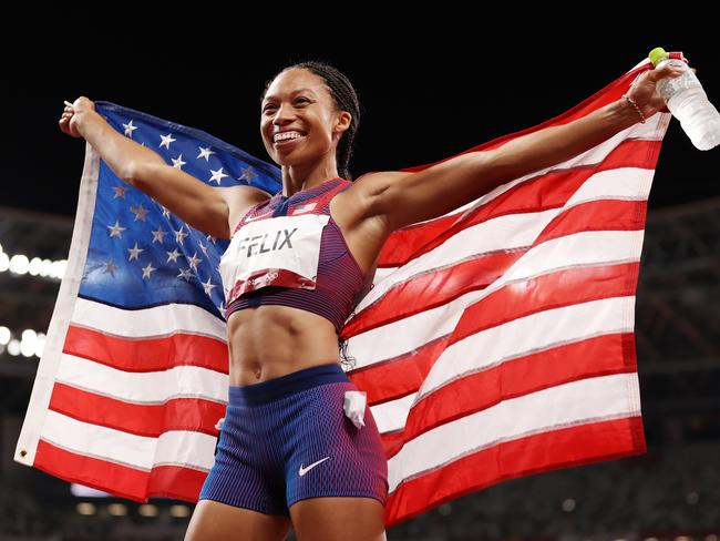 Allyson Felix achieved legend status by tying Carl Lewis' record for most medals by an American track athlete. (Photo by David Ramos/Getty Images)