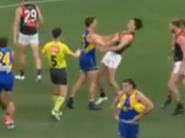 Jamie Cripps shoves Nic Martin