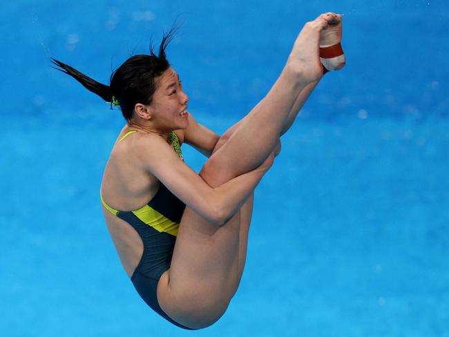 Australia’s Esther Qin is in action this afternoon in the women’s 3m springboard semi0fina. Picture: Getty Images