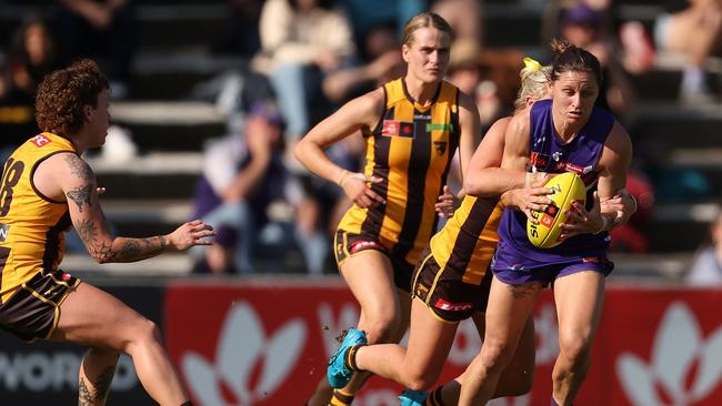 Kiara Bowers dominated the midfield again for Fremantle. Picture: Paul Kane/Getty Images