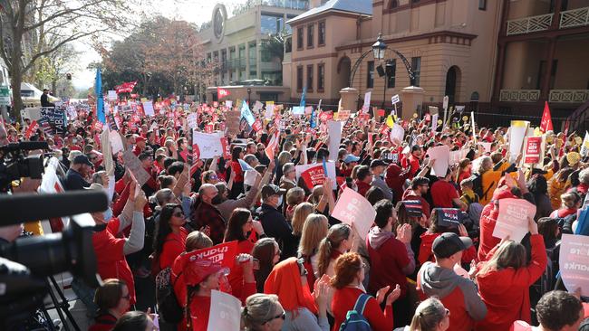 NSW Teacher March on Parliament House in Sydney. Picture: John Grainger