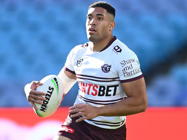 Manly Sea Eagles speedster Tolutau Koula could be an option to play fullback. Picture: NRL Photos