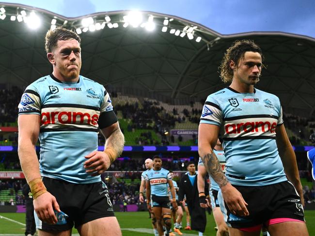 The Sharks’ horrible recent finals record continued in their qualifying final loss to Melbourne. Picture: Getty Images